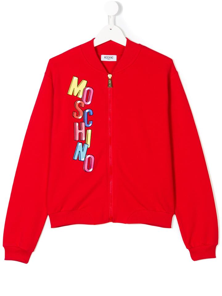Moschino Kids Logo Zipped Sweatshirt - Red