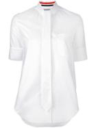 Thom Browne Shortsleeved Tie Shirt, Women's, Size: 38, White, Cotton