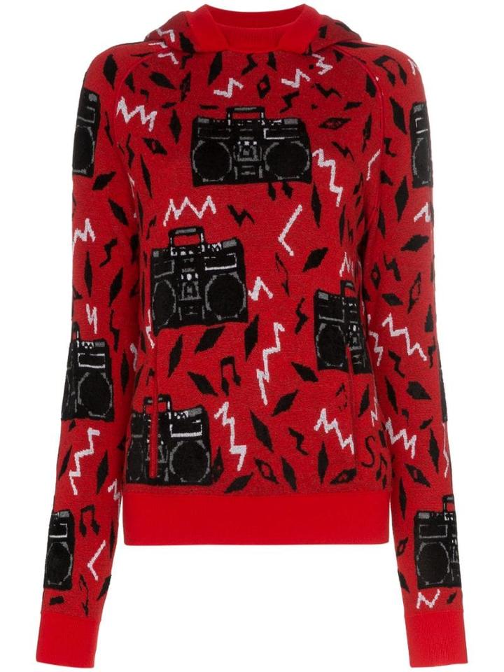 Saint Laurent Beatbox Intarsia Jumper - Red