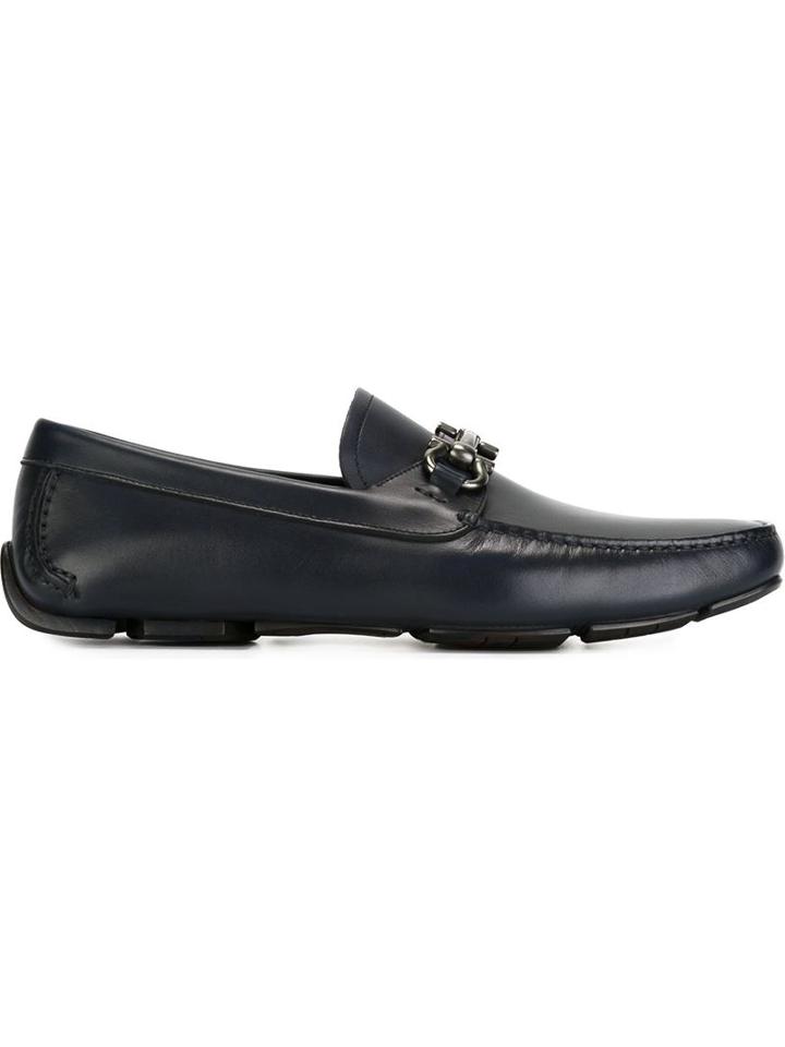 Salvatore Ferragamo Londra Loafers, Men's, Size: 10, Blue, Calf Leather/leather/rubber