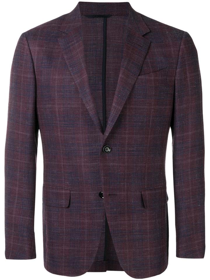 Ermenegildo Zegna Single Breasted Check Blazer - Red
