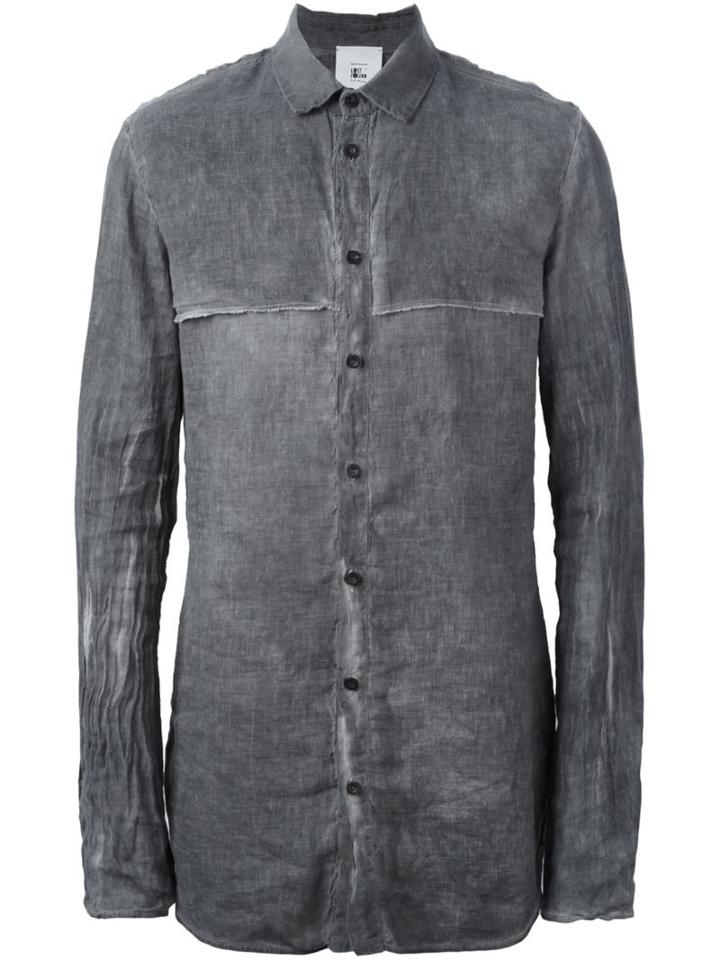 Lost & Found Rooms - Creased Effect Shirt - Men - Cotton/linen/flax - Xl, Grey, Cotton/linen/flax