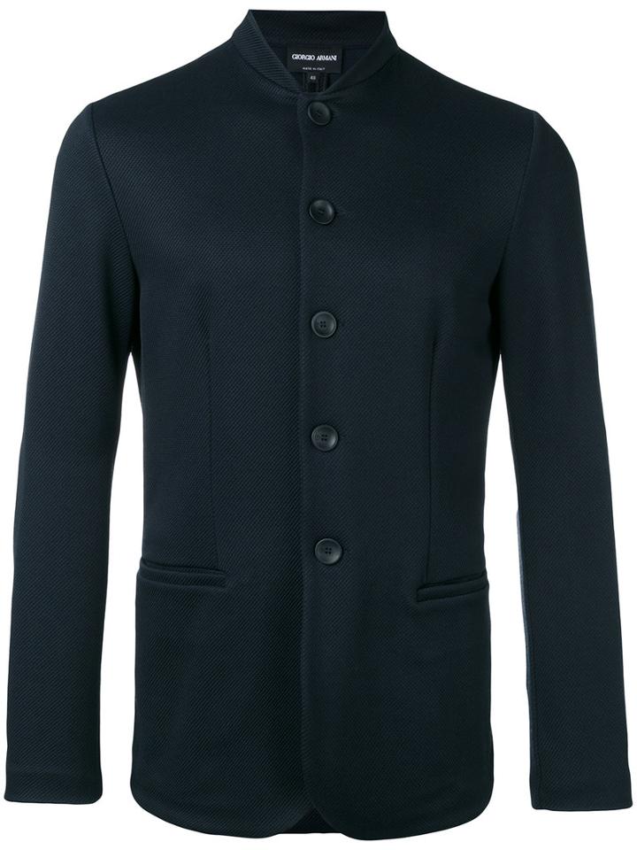 Giorgio Armani Buttoned Jacket, Men's, Size: 50, Blue, Polyamide/spandex/elastane/viscose