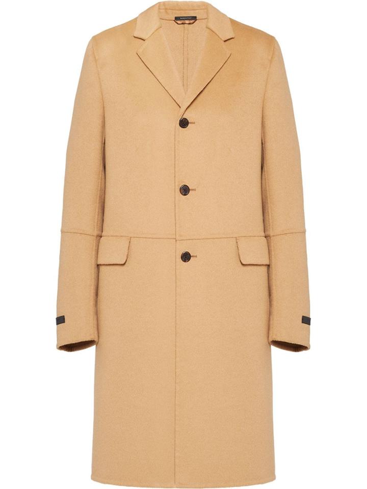 Prada Single-breasted Mid-length Coat - Brown