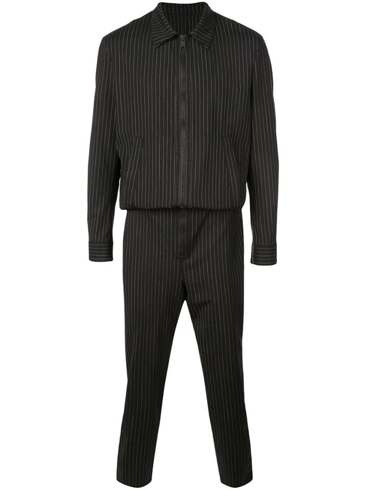 Neil Barrett Pinstriped Sporty Suit Jacket - Black