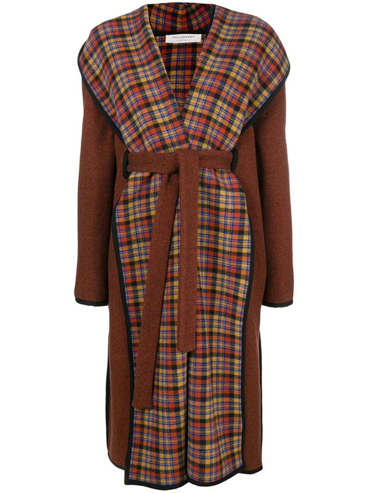 Philosophy Di Lorenzo Serafini Belted Plaid Coat - Red