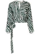 Ginger & Smart Emperor Zebra Print Wrap Top - Green