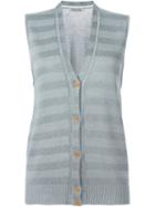 Christian Dior Vintage Knitted Striped Gilet, Women's, Size: 44, Grey