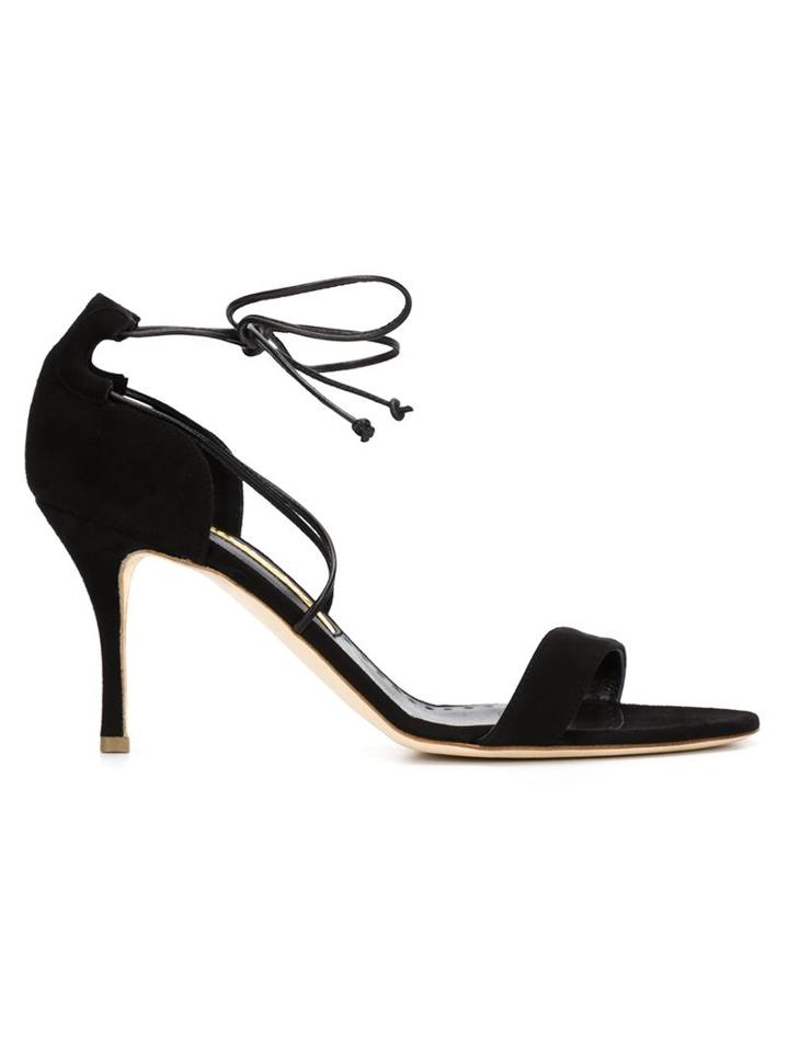 Rupert Sanderson Crisscross Sandals, Women's, Size: 8, Black, Suede/leather