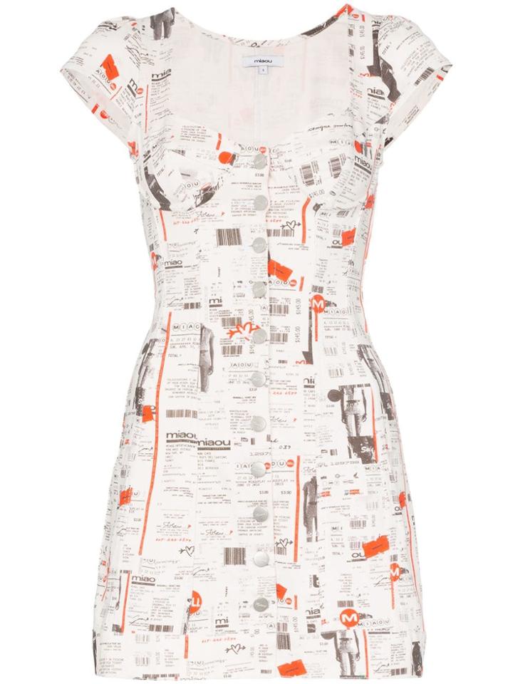 Miaou Gigi Newspaper Print Dress - White