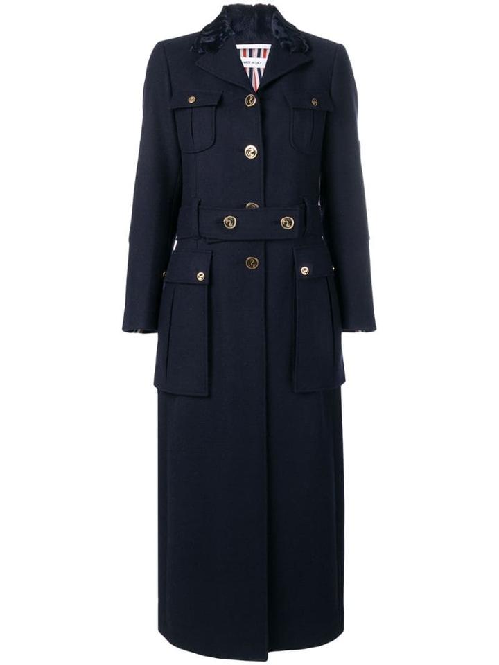 Thom Browne Double Face Melton Overcoat - Blue