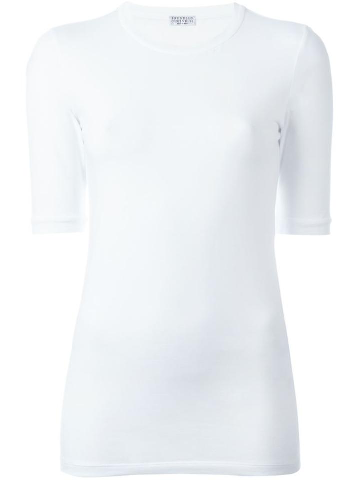 Brunello Cucinelli Slim Fit T-shirt, Women's, Size: Large, White, Cotton/spandex/elastane/brass