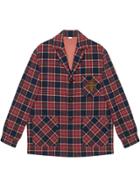 Gucci Checkered Wool Jacket With Emblem