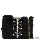 Emanuela Caruso Fur Detail Shoulder Bag - Black