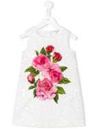 Dolce & Gabbana Kids - Rose Print Dress - Kids - Cotton/viscose - 24 Mth, White