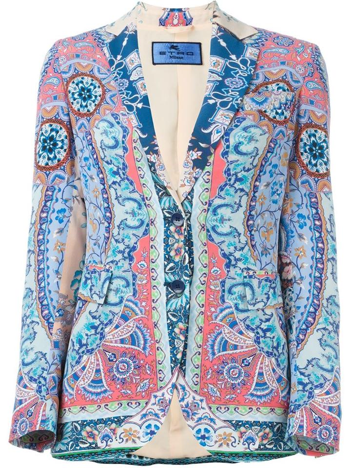 Etro Floral Print Blazer, Women's, Size: 40, Silk/acetate
