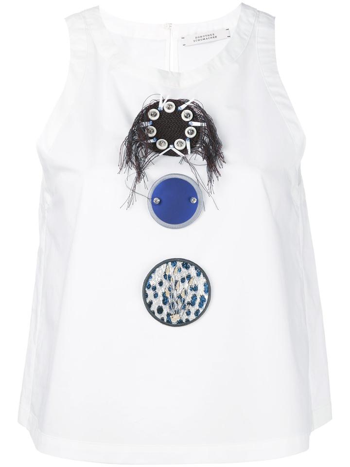 Dorothee Schumacher - Embroidered Patch Vest - Women - Cotton - 5, White, Cotton