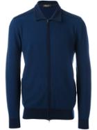 Loro Piana Zip Up Cardigan, Men's, Size: 50, Blue, Goat Skin/polyester/cashmere