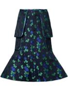 G.v.g.v. Floral Jacquard Midi Skirt, Women's, Size: 36, Black, Polyester/triacetate