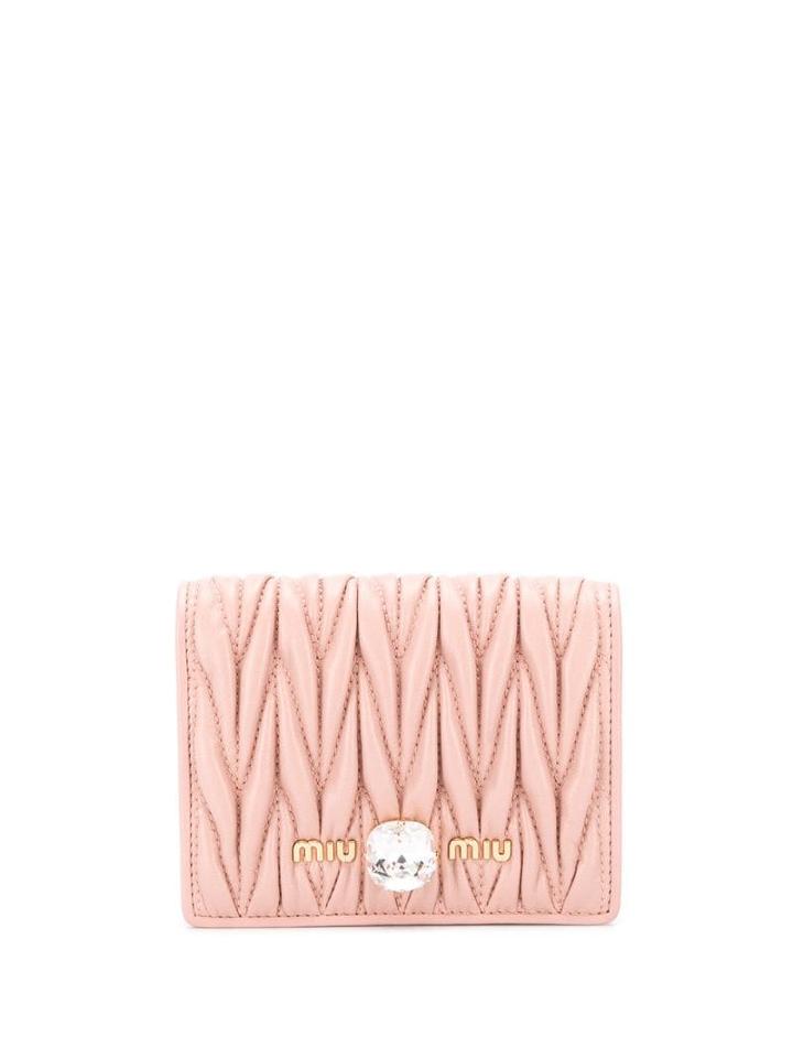 Miu Miu Matelassé Crystal Wallet - Pink