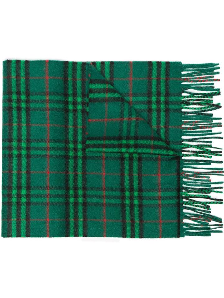 Burberry Tartan Print Cashmere Scarf - Green