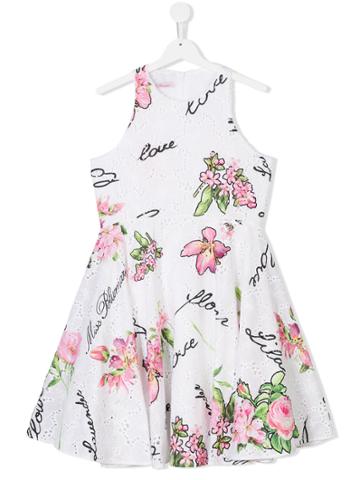 Miss Blumarine Floral Print Dress - White