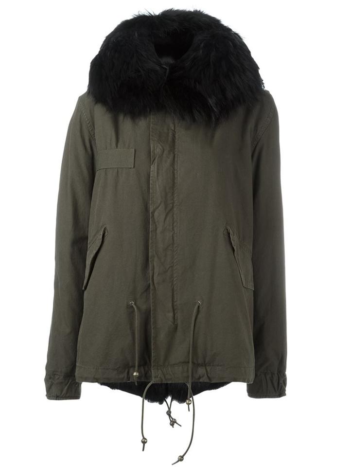 Mr & Mrs Italy Fur-trimmed Parka, Women's, Size: Small, Green, Cotton/lamb Skin/rabbit Fur/racoon Fur