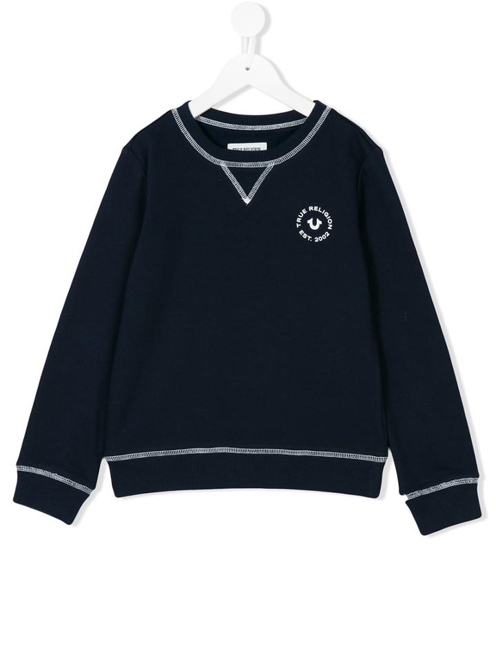 True Religion Kids - Chest Print Sweatshirt - Kids - Cotton - 4 Yrs, Blue