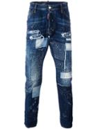 Dsquared2 Patchwork Distressed Jeans, Men's, Size: 50, Blue, Cotton/polyester