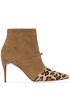 Jennifer Chamandi Niccolo Leopard-print Panel Ankle Boots - Brown