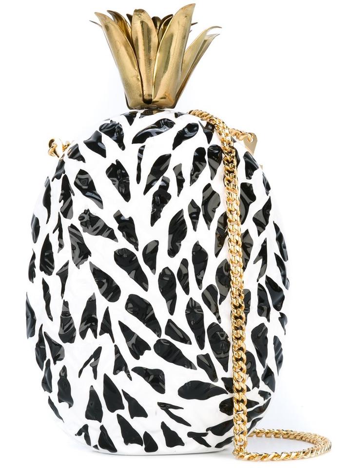 Aranaz Piña Nana Clutch, Women's, Black, Wood/metal (other)