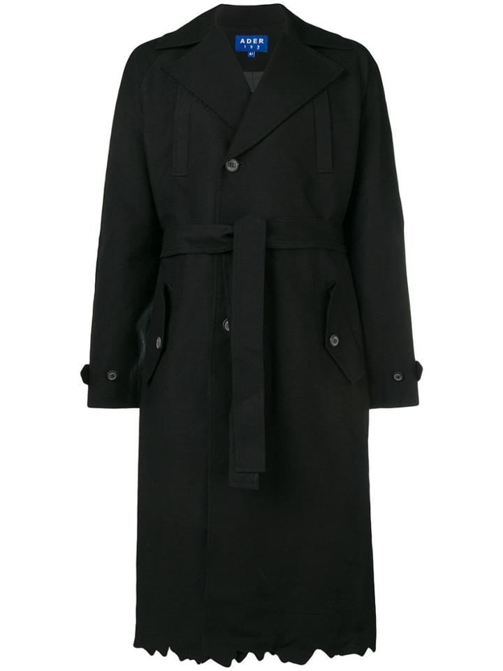 Ader Error Jagged Hem Belted Trenchcoat - Black