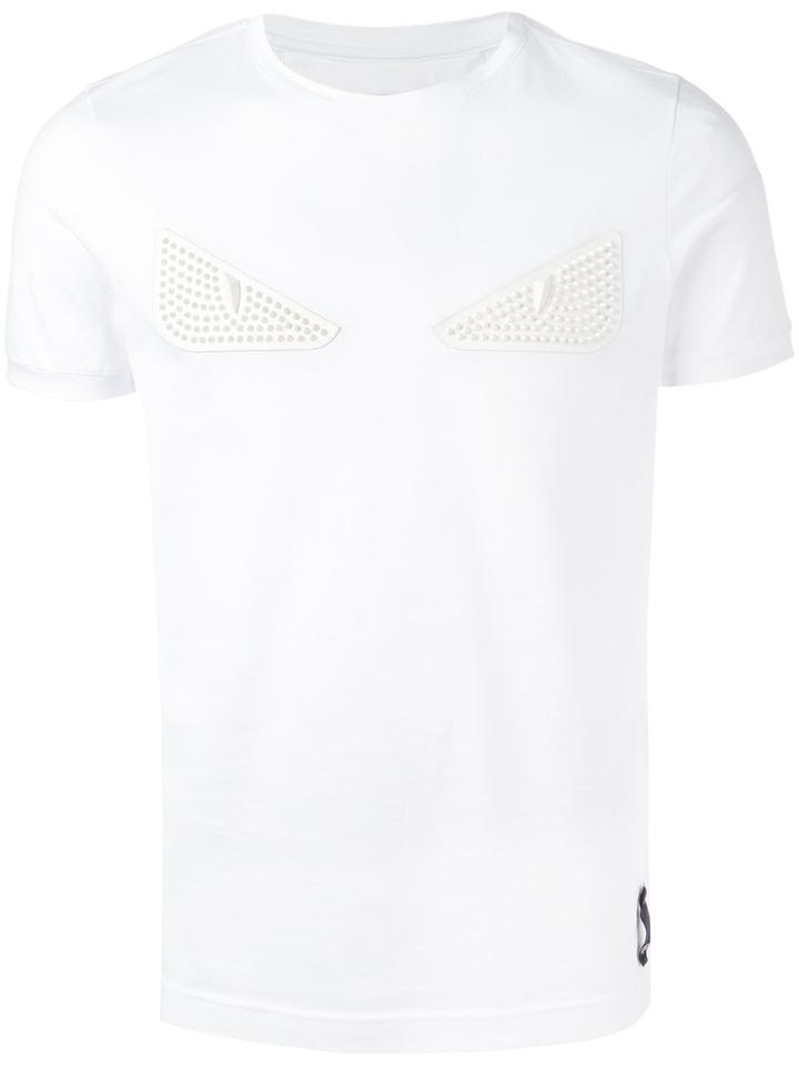 Fendi Bugs Motif Embroidered T-shirt, Men's, Size: 50, White, Cotton