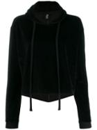 Thom Krom Cropped Velvet Hoodie - Black