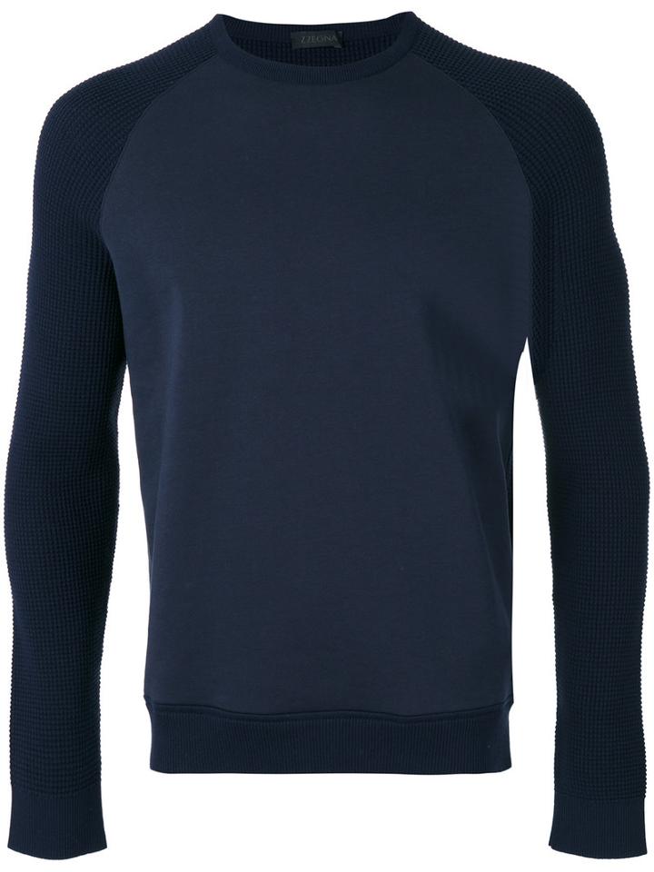 Z Zegna - Crew Neck Sweater - Men - Cotton - M, Blue, Cotton
