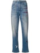 Gucci Cropped Embroidered Jeans - Blue