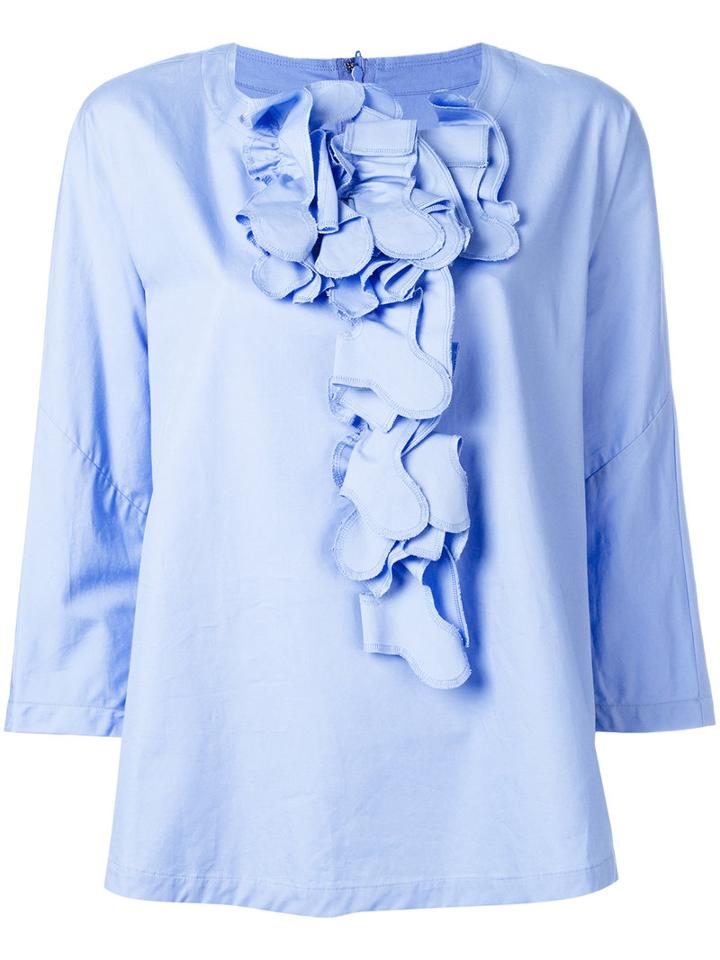 Comme Des Garçons Comme Des Garçons Ruffled Blouse, Women's, Size: 2, Blue, Cotton