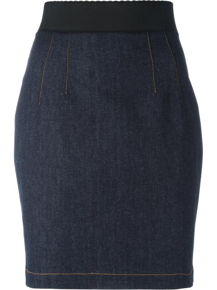 Dolce & Gabbana Short Skirt, Women's, Size: 38, Blue, Cotton/polyester/spandex/elastane