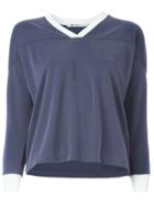 T By Alexander Wang V-neck Football T-shirt - Blue