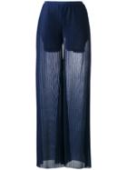 Emporio Armani - Wide Leg Trousers - Women - Polyester/spandex/elastane/viscose - 48, Women's, Blue, Polyester/spandex/elastane/viscose