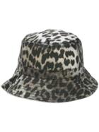 Ganni Leopard Bucket Hat - Grey