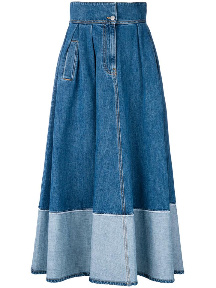 Andrea Ya'aqov Two-tone Denim Skirt - Blue