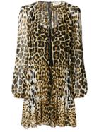 Saint Laurent Semi Sheer Leopard Print Dress - Brown