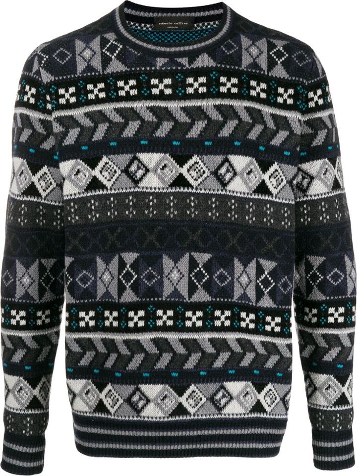 Roberto Collina Intarsia Knit Jumper - Blue
