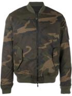 Hydrogen Camouflage Print Bomber Jacket, Men's, Size: Large, Green, Cotton/spandex/elastane