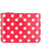 Comme Des Garçons Wallet Polka Dots Zipped Clutch - Red