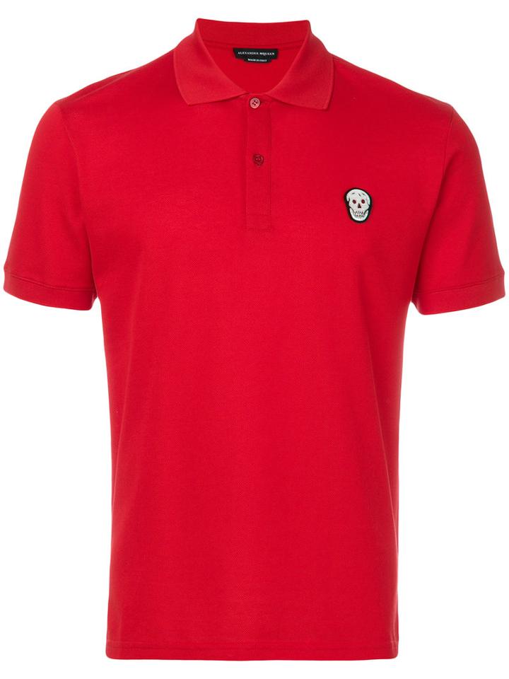 Alexander Mcqueen - Skull Appliqué Polo Shirt - Men - Cotton - S, Red, Cotton