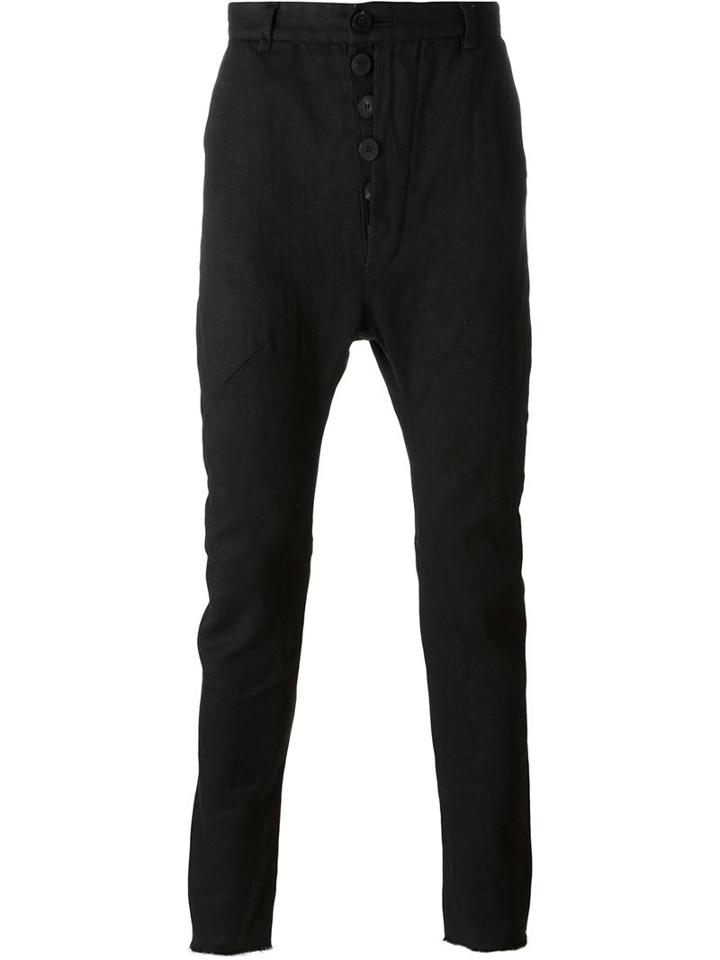 Cedric Jacquemyn Blind-pocket Dropcrotch Jeans, Men's, Size: 44, Black, Cotton/linen/flax/polyester