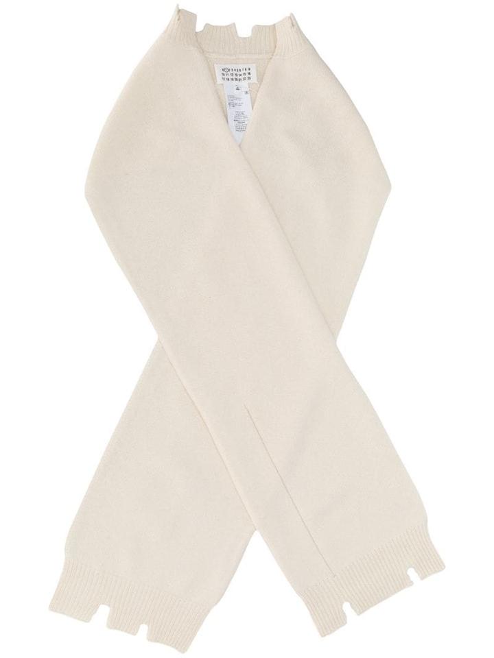 Maison Margiela Destroyed Long Winter Scarf - White