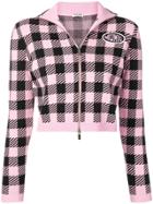Miu Miu Checked Zip-up Cardigan - Pink